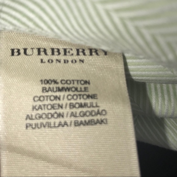 BURBERRY LONDON Mens Oxford French Cuffs Dress Shirt Nova Check Mint Green - Picture 7 of 10